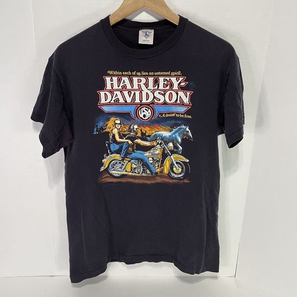 Other - Harley Davidson Vintage 1980s Graphic T-Shirt, Medium, Black, Holoubek,